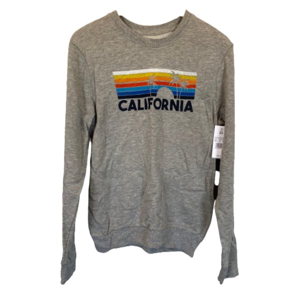 California Front Graphic Gray Long Sleeve T-Shirt NEW NWT X-Small - Picture 1 of 5